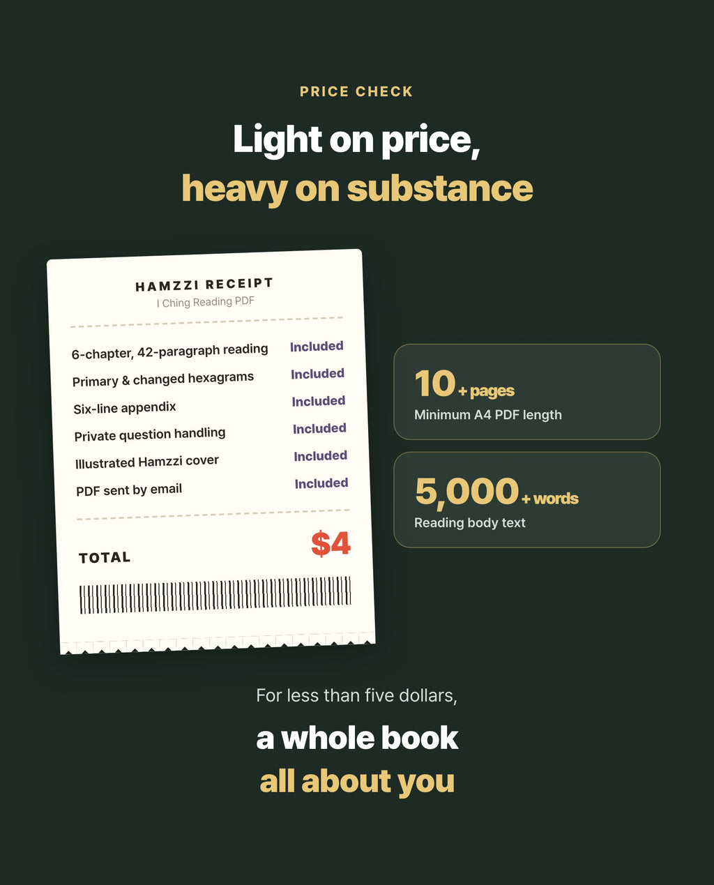 Hamzzi · I Ching Reading PDF — USD 4 price and reading length