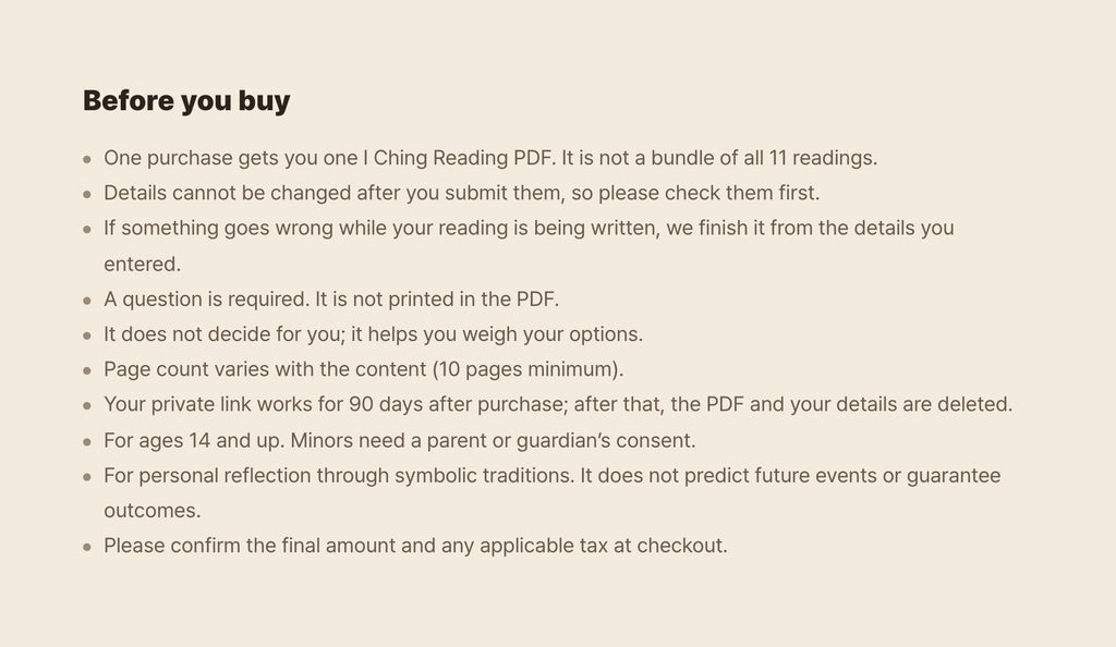 Hamzzi · I Ching Reading PDF — Calculation limits and entertainment notice