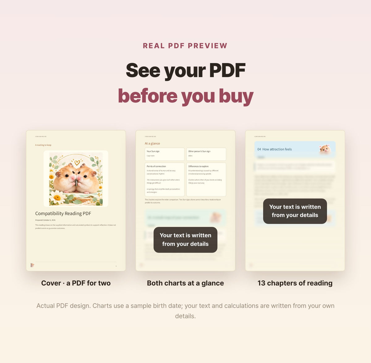 Hamzzi · Compatibility Reading PDF — Blurred sample PDF page layouts