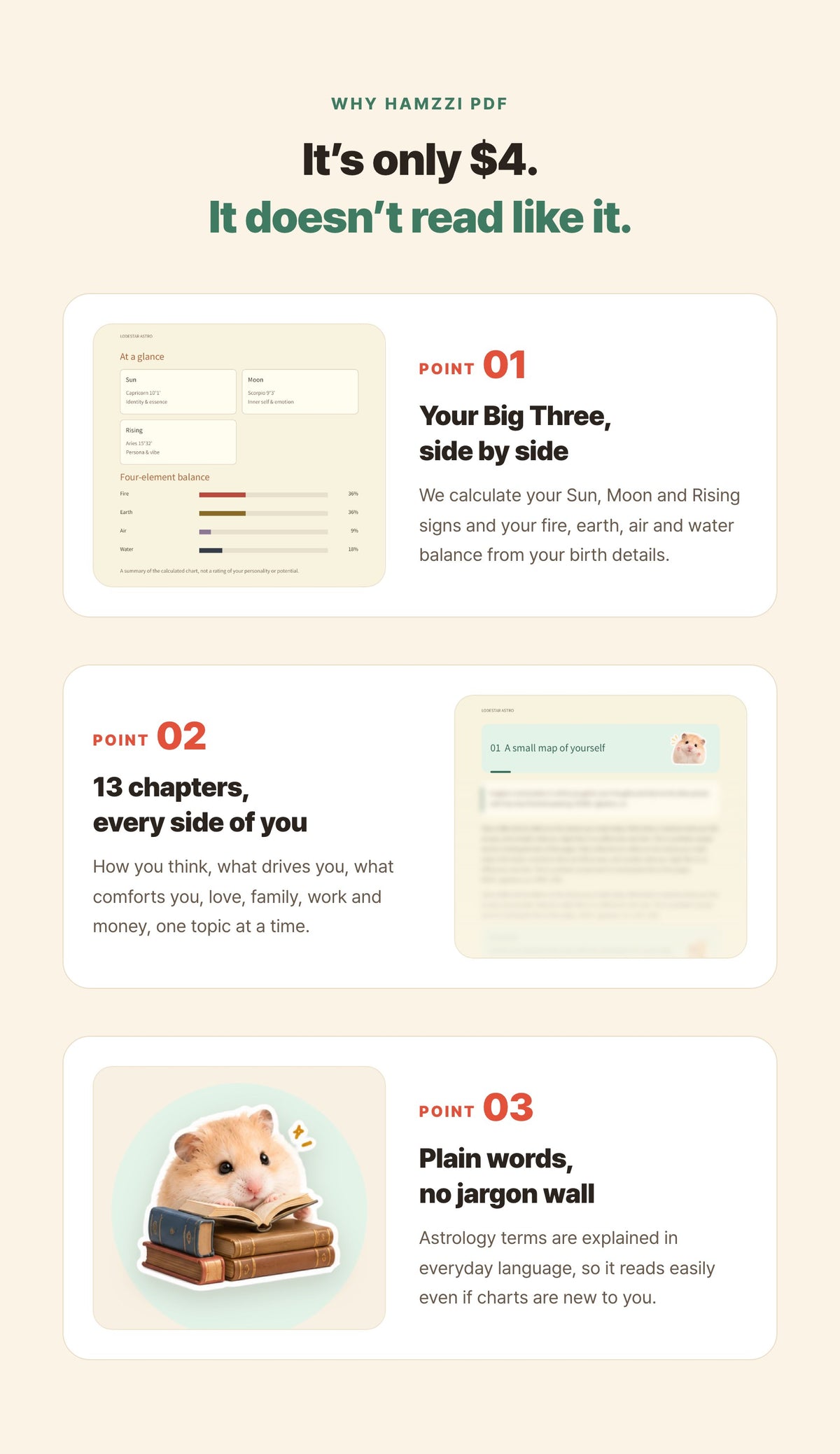 Hamzzi · Self-Discovery Reading PDF — Reading features and calculation references