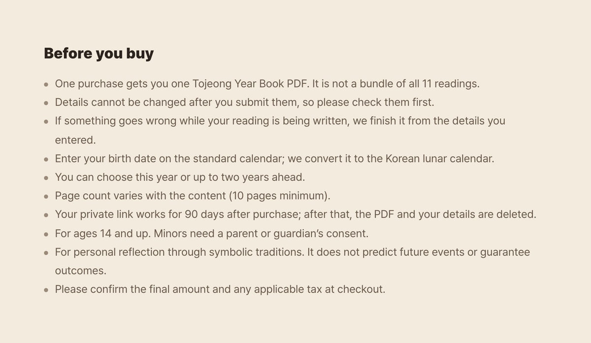 Hamzzi · Tojeong Year Book PDF — Calculation limits and entertainment notice