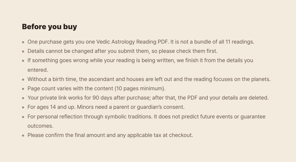 Hamzzi · Vedic Astrology Reading PDF — Calculation limits and entertainment notice