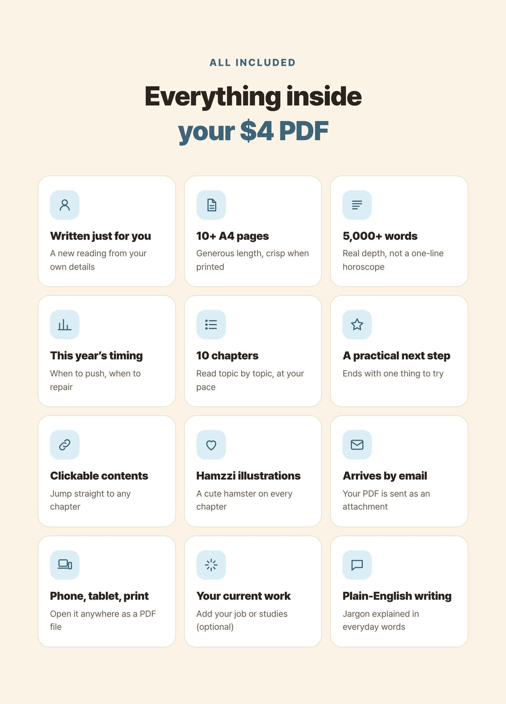 Hamzzi · Study & Work Reading PDF — What the PDF includes