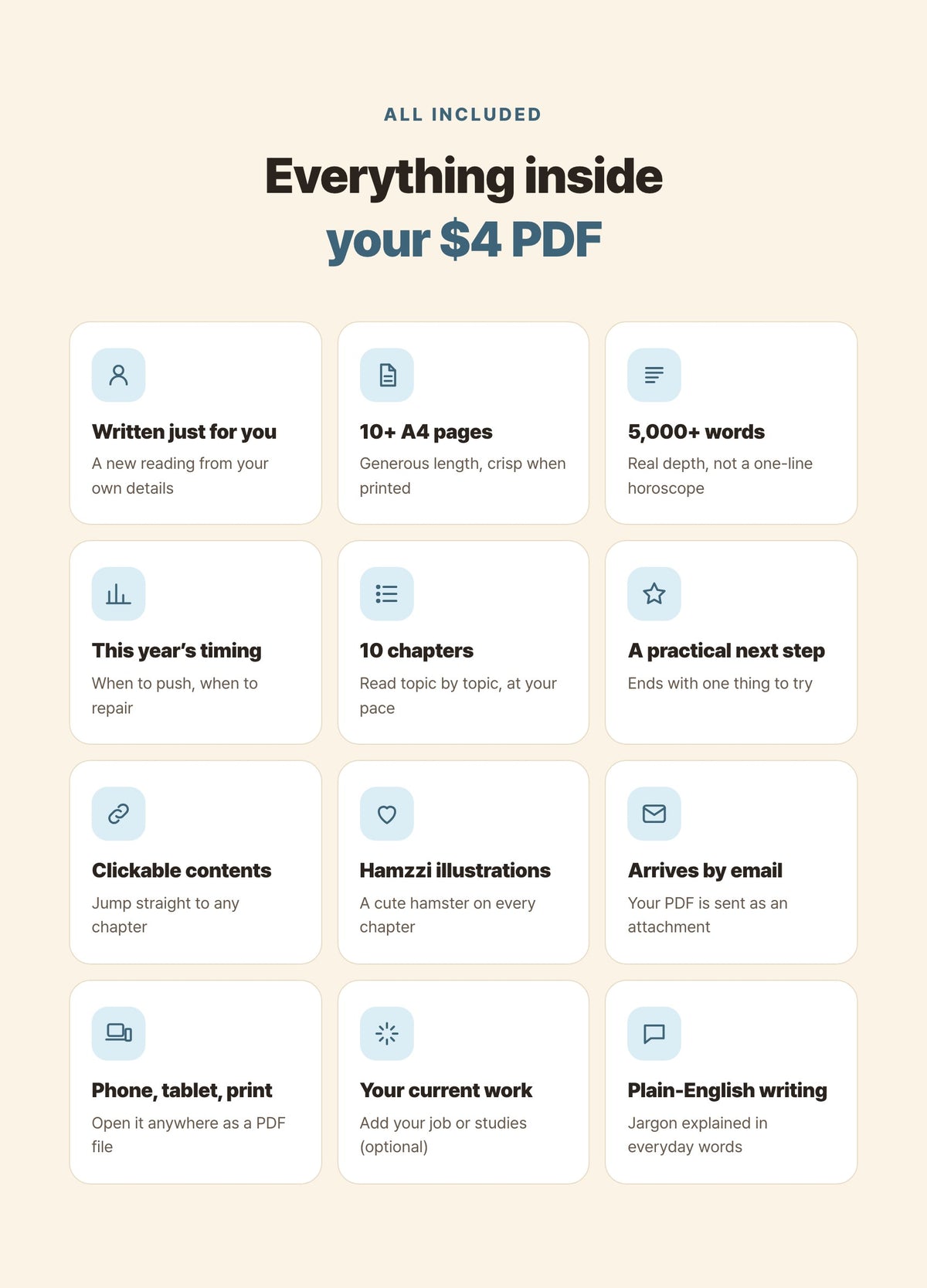 Hamzzi · Study & Work Reading PDF — What the PDF includes