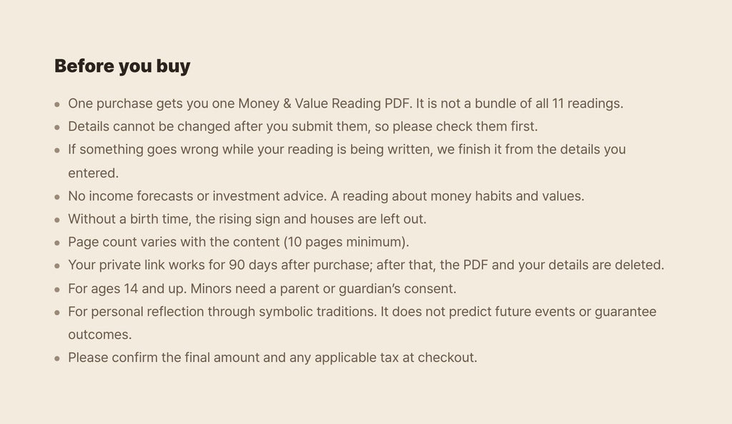 Hamzzi · Money & Value Reading PDF — Calculation limits and entertainment notice