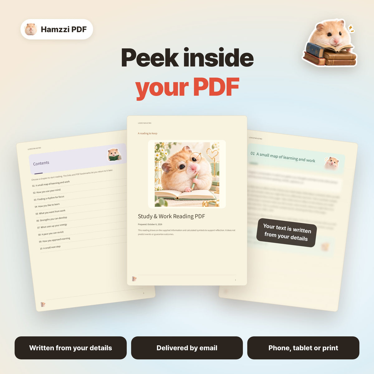 Personalized PDF sample page layouts